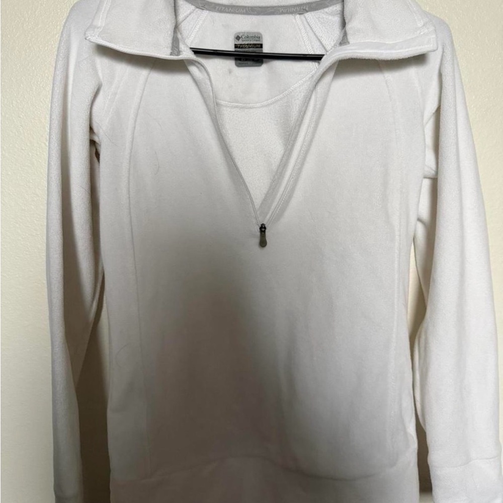 Columbia White Quarter-Zip Fleece Pullover